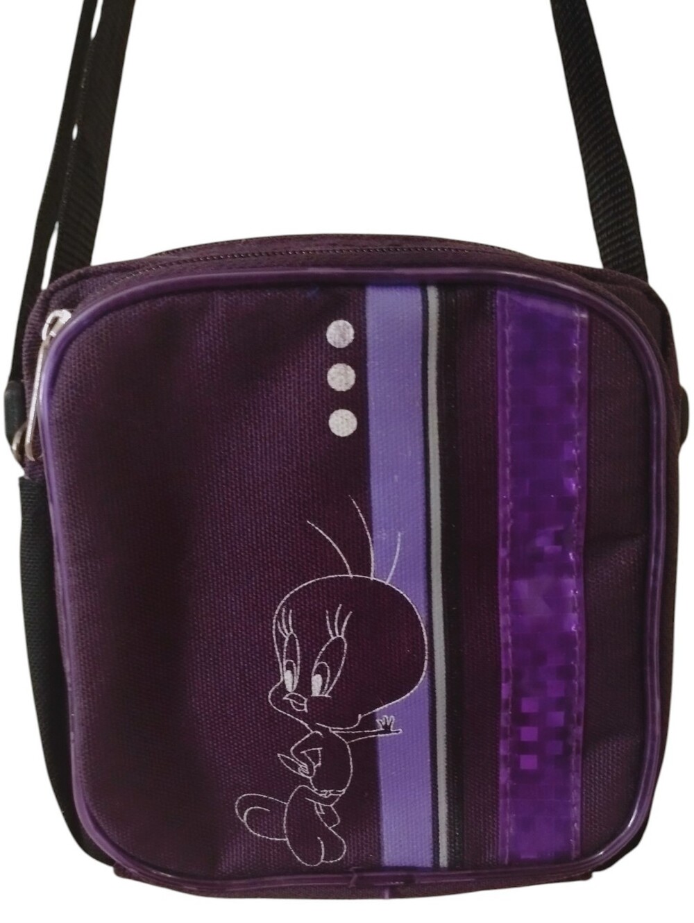 Tweety Logo Looney Tunes Purple Camera Style Crossbody Bag